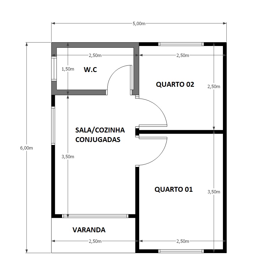 30,00 m² - 02 Quartos