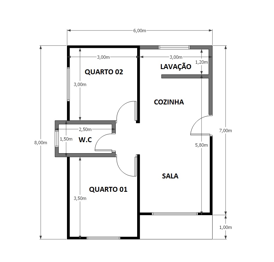 48,00 m² - 02 Quartos
