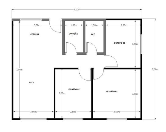 63,00 m² - 03 Quartos