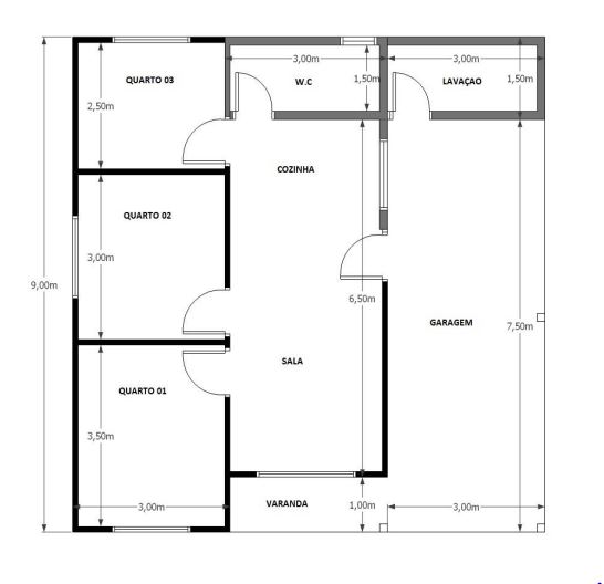 81,00 m² - 03 Quartos com garagem
