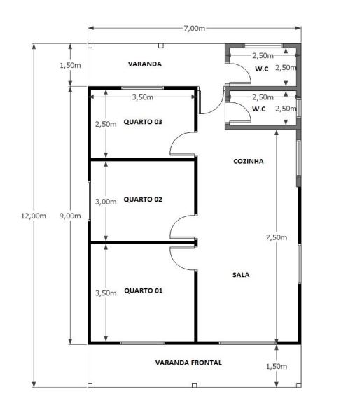 84,00 m² - 03 Quartos