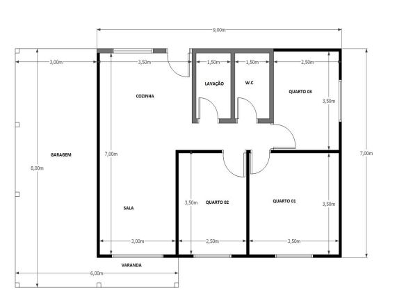 90,00 m² - 03 Quartos